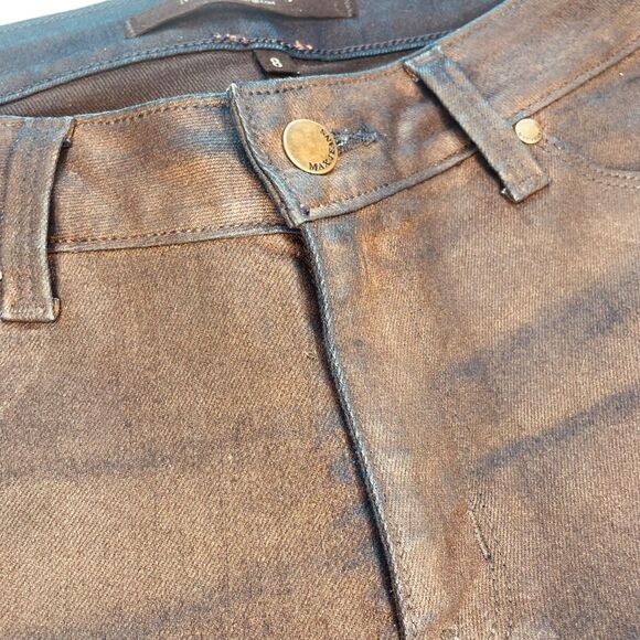 Max Studio | Brown & Navy Iridescent Straight Leg Denim Jeans Size 8 | EUC - Picture 9 of 14